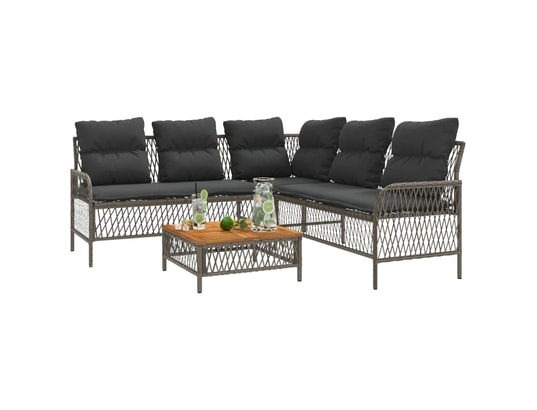 LES TENDANCES - Salon extérieur Salon de jardin-gris-5 places-171.5x171.5x70-495042
