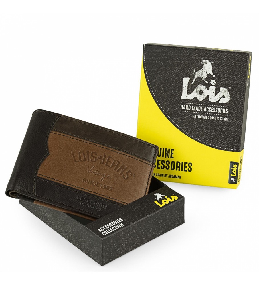 Carteira Lois em couro com compartimento interno e proteção RFID LOIS 203201 marrom