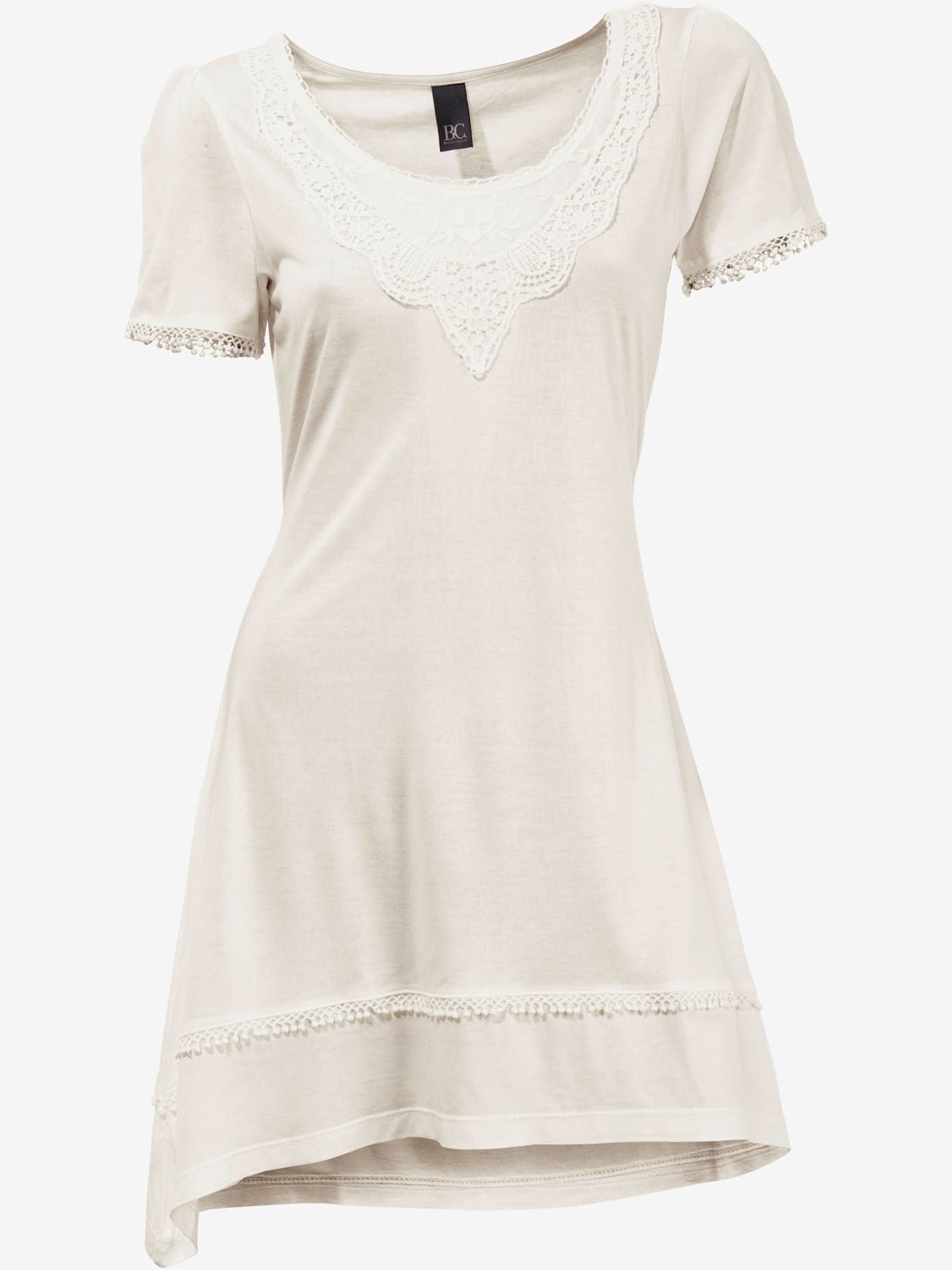 T-shirt long superbes détails en dentelle à l'encolure