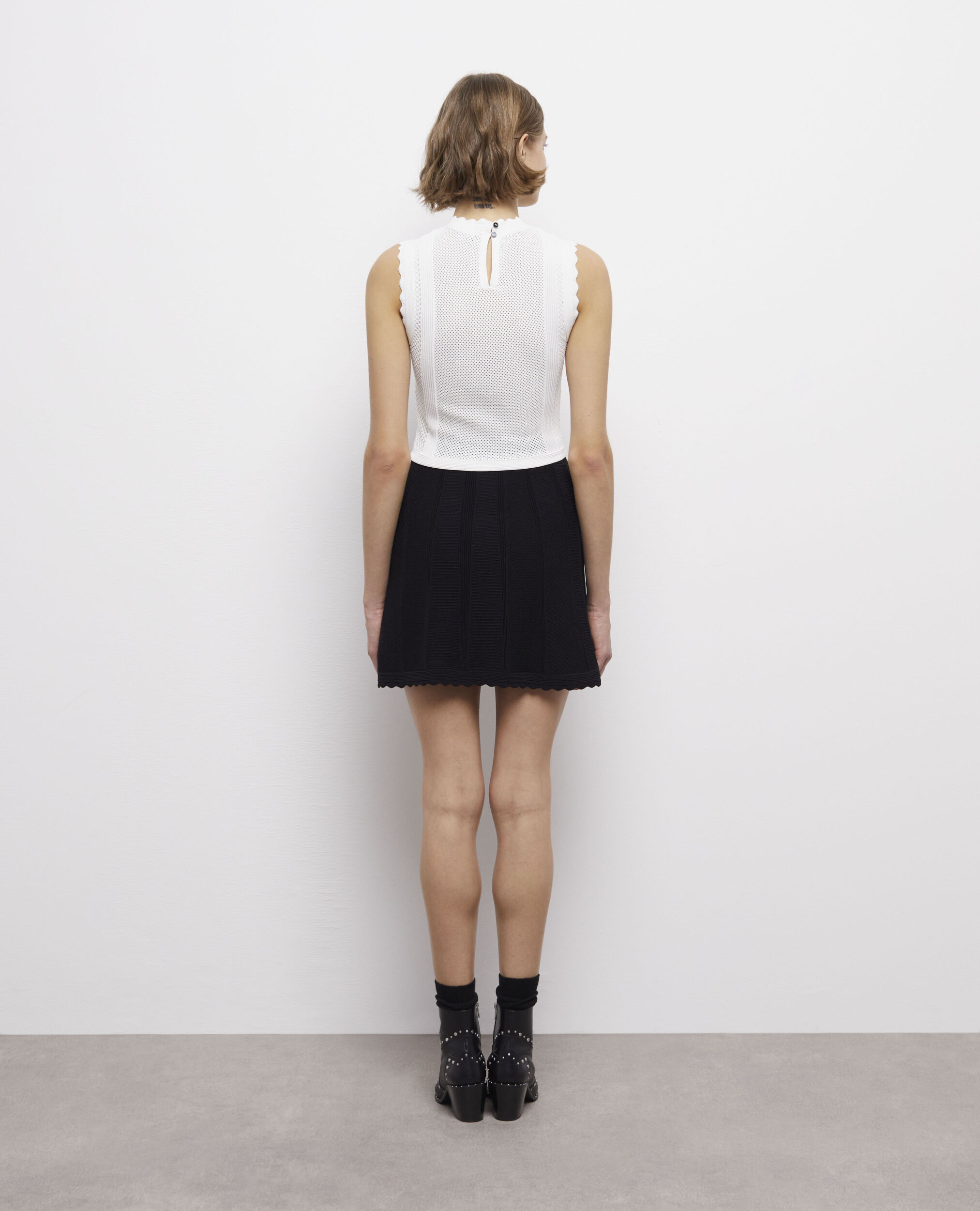 Top court blanc en maille