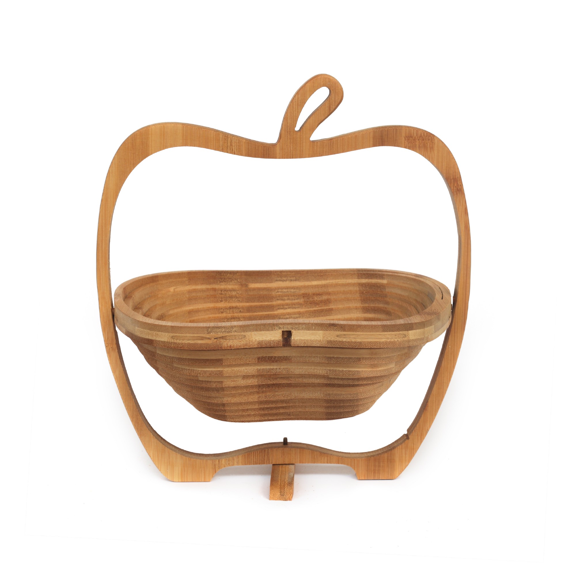 Fruchtkorb 'Apfel', Bambus, T 30 cm, B 27 cm, H 2 cm von fischer's lagerhaus