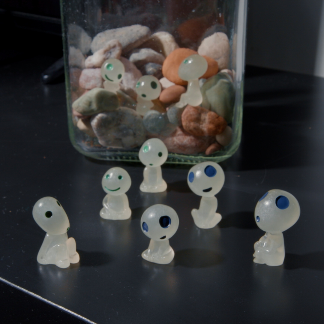 (10er Set) Fluoreszierende Alien Figuren Leuchtende Mini Waldgeister Garten Deko - Grün