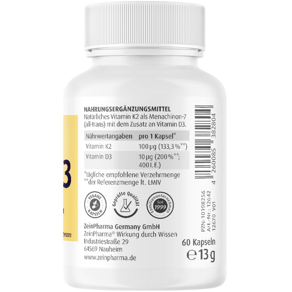 ZeinPharma® Vitamin K2 plus D3 Kapseln