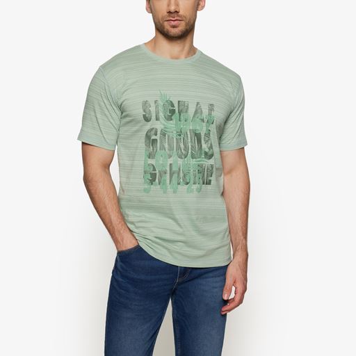 Signal Ulric Shadowstripe W. Print   T-shirt, Worn Green, L
