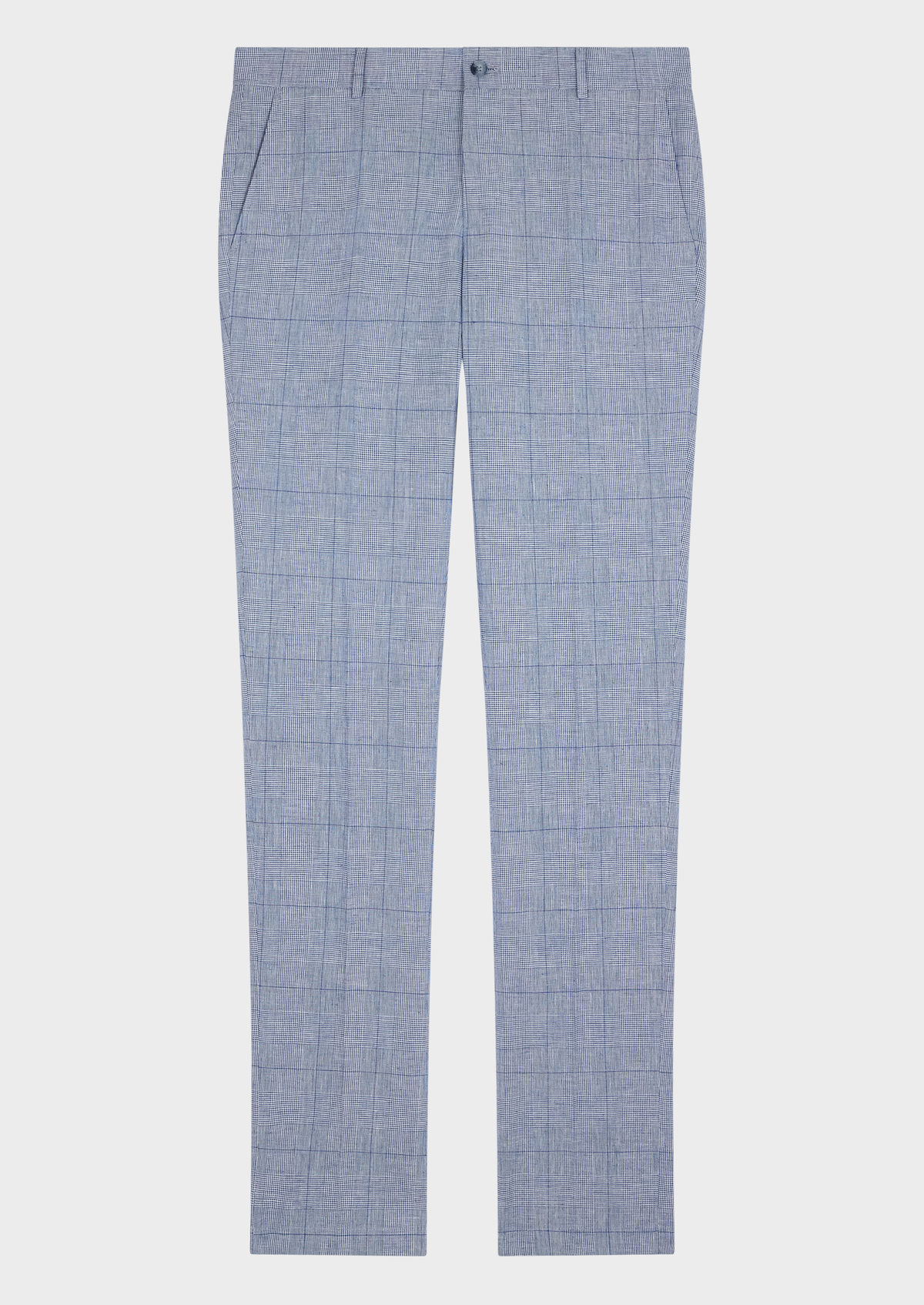 Pantalon coordonnable Slim en coton et lin bleu azur Prince de Galles