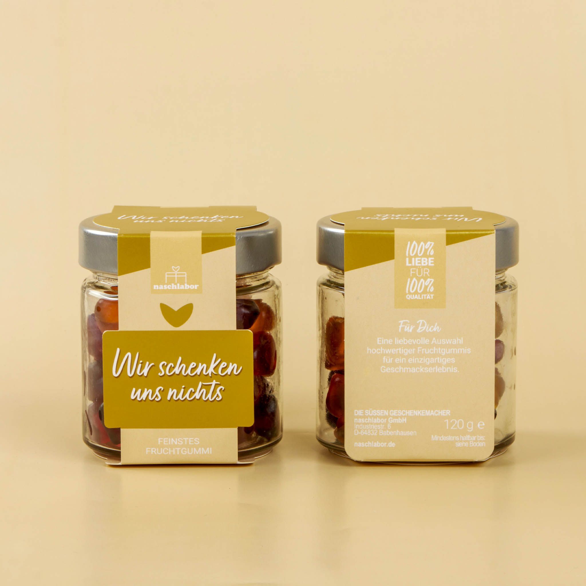 naschlabor Wir schenken uns nichts Fruchtgummi in Geschenkglas