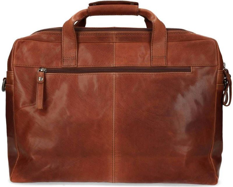 Manfield Cognac leren laptoptas inch