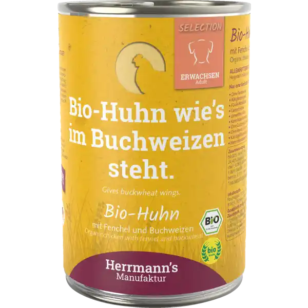 Hundenassfutter Selection Adult Bio Huhn mit Fenchel und Buchweizen