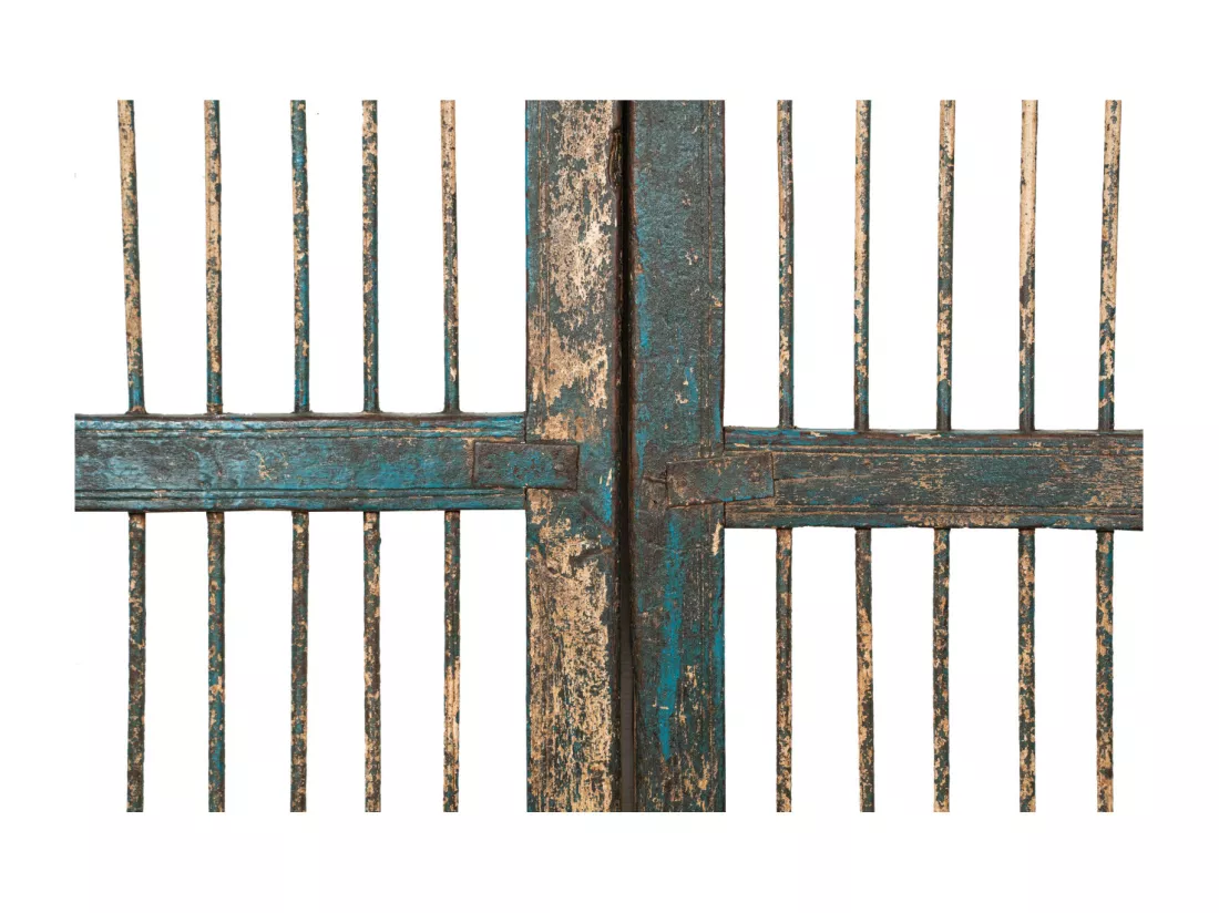 BISCOTTINI Portail - Bois Massif et Fer Finition Antique - Clôture en Fer - Portail en Métal - Porte Décorative - Portail d'Entrée - Clôture en Bois - Intérieur et Extérieur - 100x6x102cm
