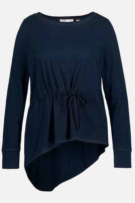 Shirt, Zipfelsaum, Rundhals, Langarm, Biobaumwolle