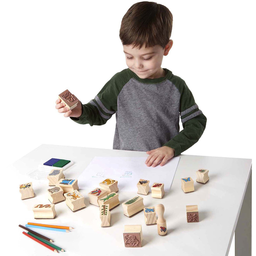 Køb Melissa & Doug Multifarvet Wooden Stamp Set Regnskov