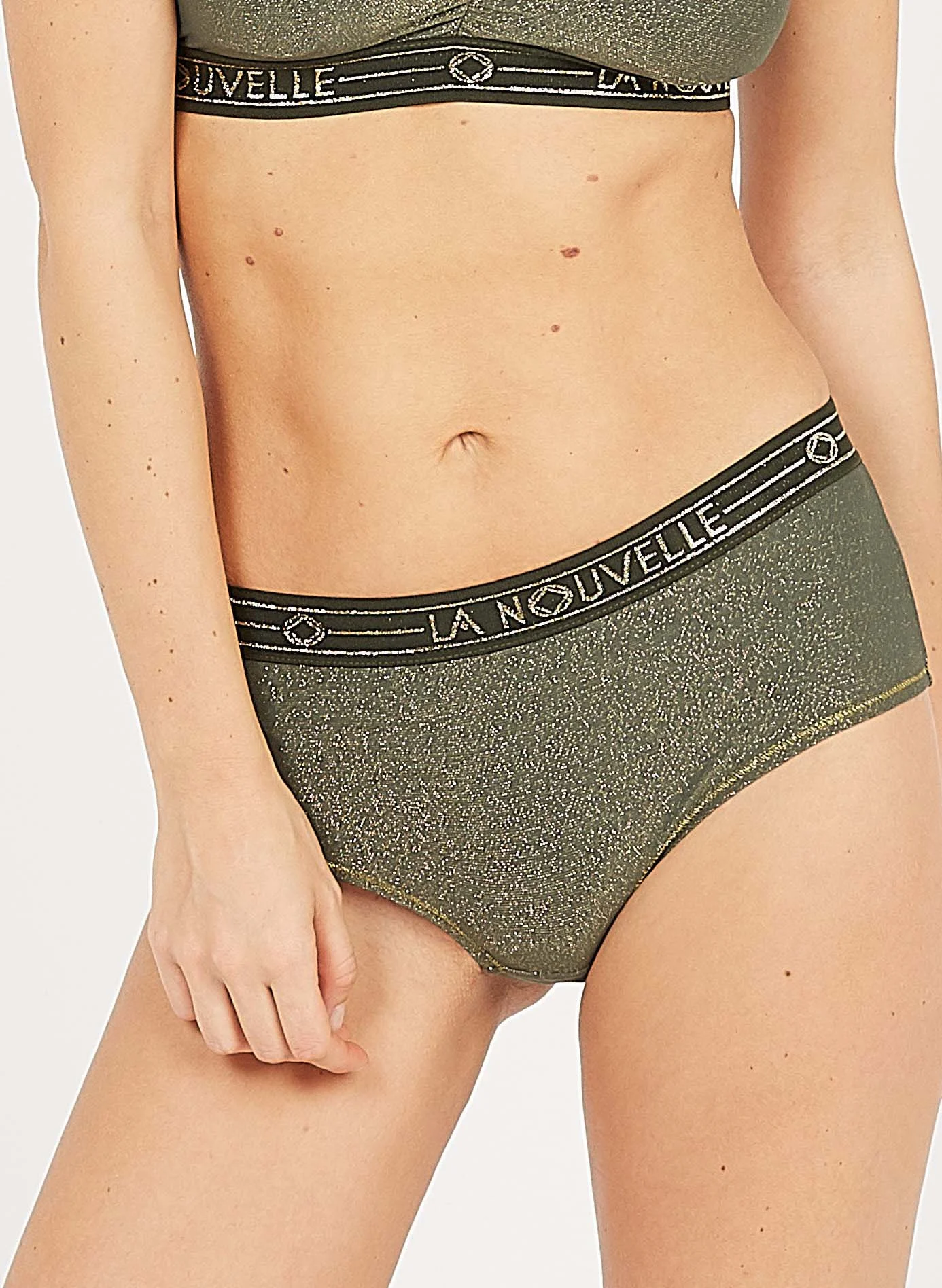 Judith - Shorty taille basse avec fils métallisés| Vert