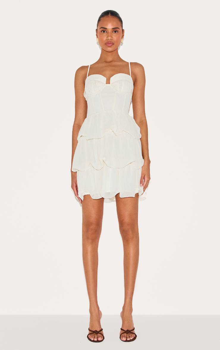 Robe Droite En Mousseline À Détail Plissé Et Volants