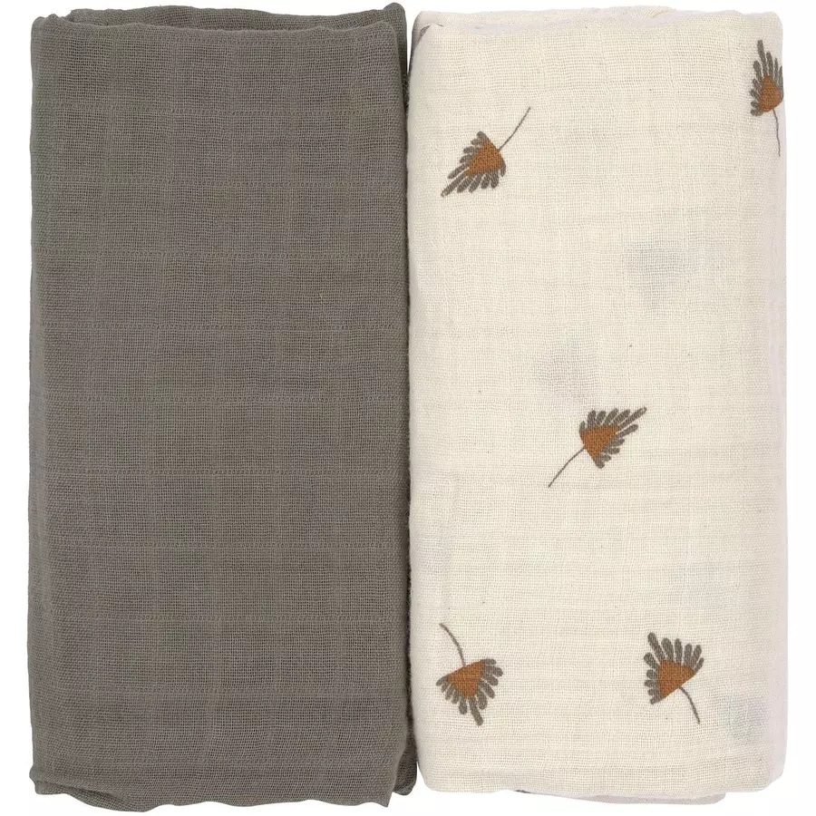 LÄSSIG Mulltücher L 2er Pack taupe 80 x 80 cm