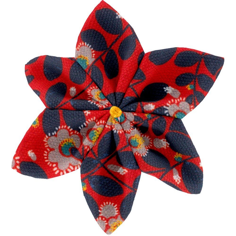 Barrette Fleur Étoile 4 Feuillage Vermillon