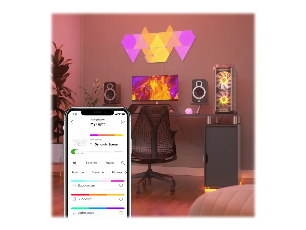 Nanoleaf Shapes Smarter Kit - Trådløst belysningssæt - LED x 9 - 1.7 W - 16 millioner farver - 1200-6500 K - triangel