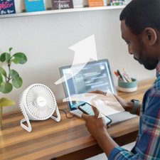 Ventilateur de bureau USB, 40 dB, blanc