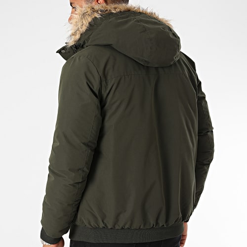 Doudoune Capuche Fourrure Champ Bomber Vert Kaki