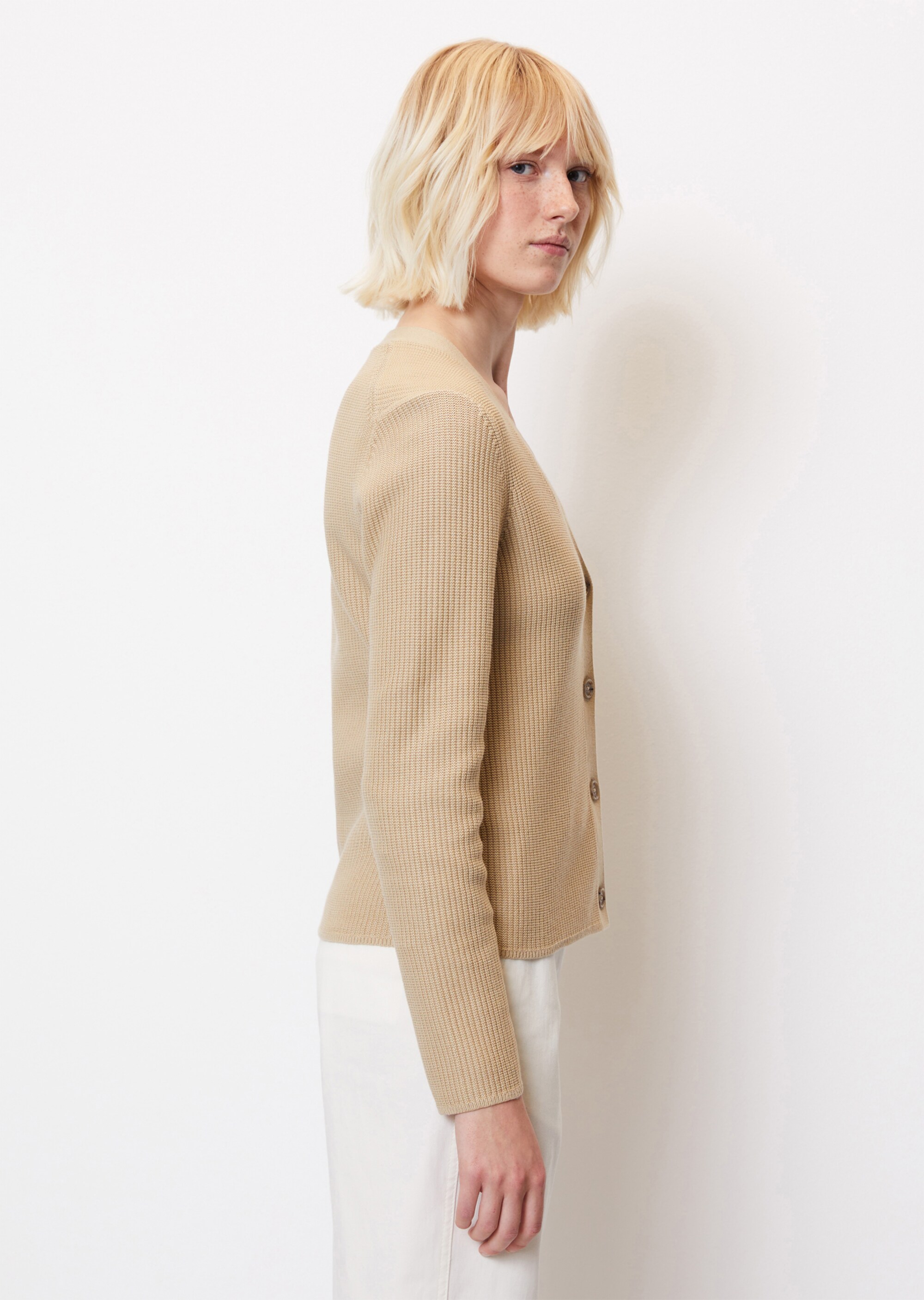 Rippstrick-Cardigan slimmit feiner Rippenstruktur