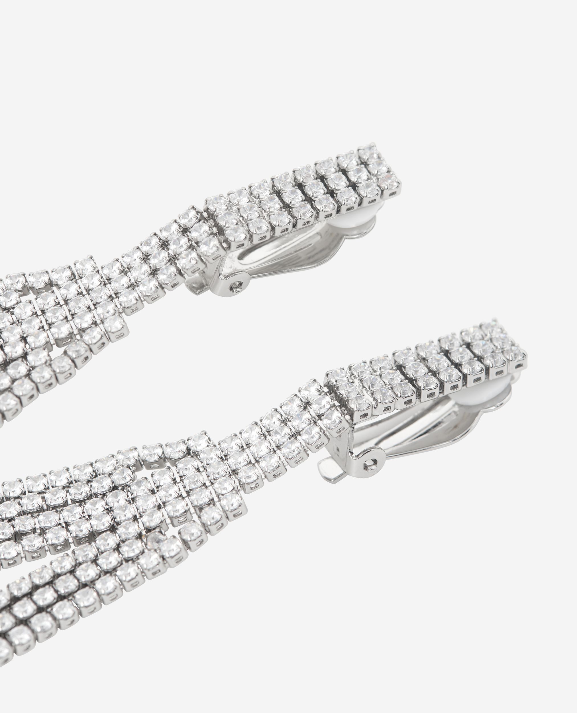 Boucles d'oreilles longues à clip argenté
