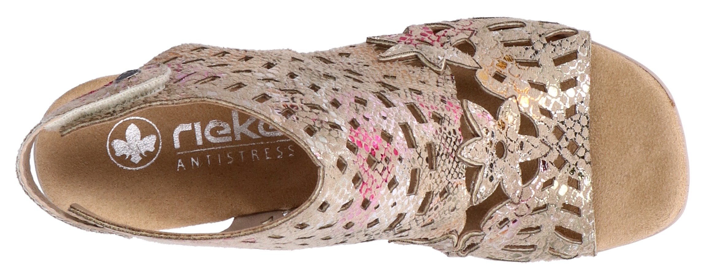 Rieker Sandalette  , Sommerschuh, Sandale, Blockabsatz, mit modischer Schaftgestaltung