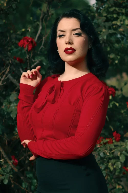 Hearts & Roses Shelly gebreide trui in rood
