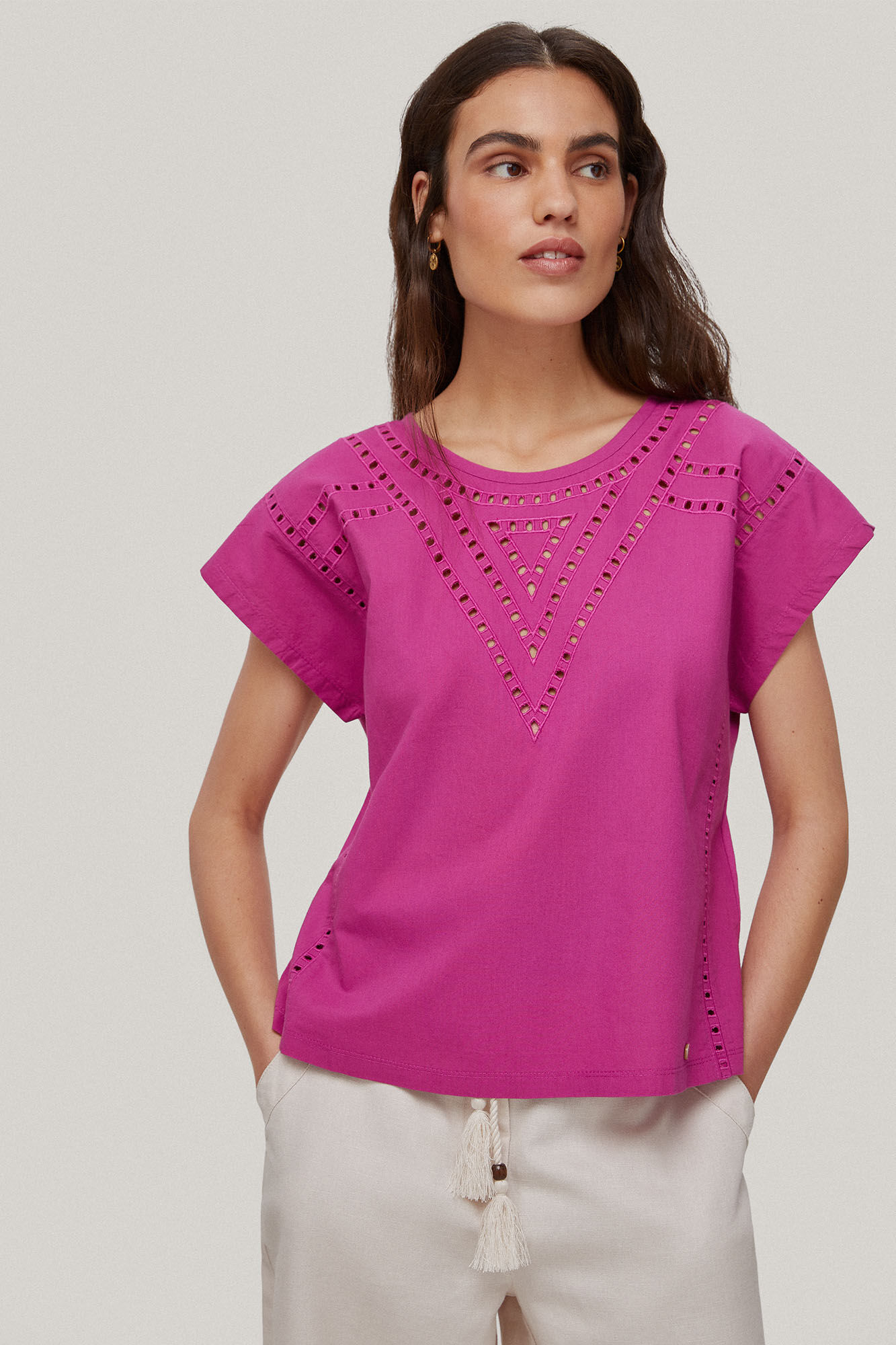 Camiseta combinada Vainicas - Roxa