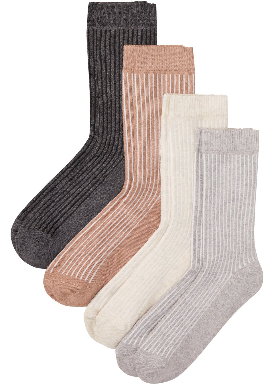 Lot de 4 paires de chaussettes thermo avec intérieur éponge et effet côtelé
