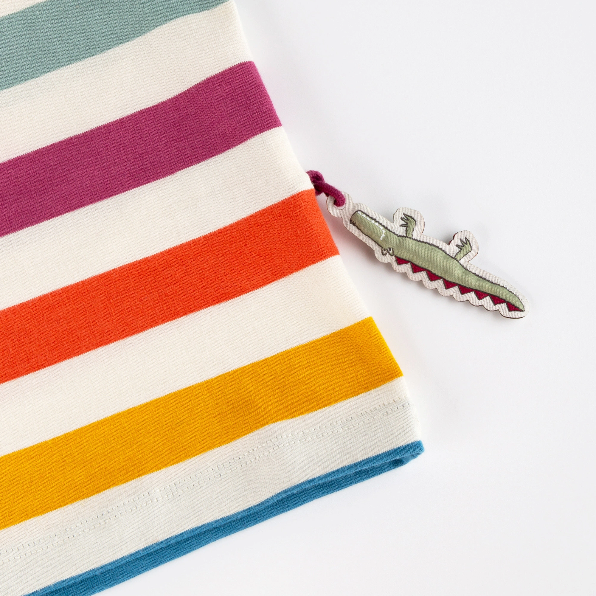 T-Shirt M - WILD CROCODILE STRIPES in ecru/bunt