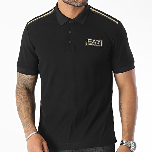 Polo Manches Courtes A Bandes 6RPF10-PJRYZ Noir Doré
