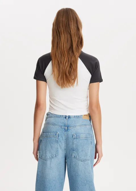 T-shirt met colorblock antraciet (ANTRA)