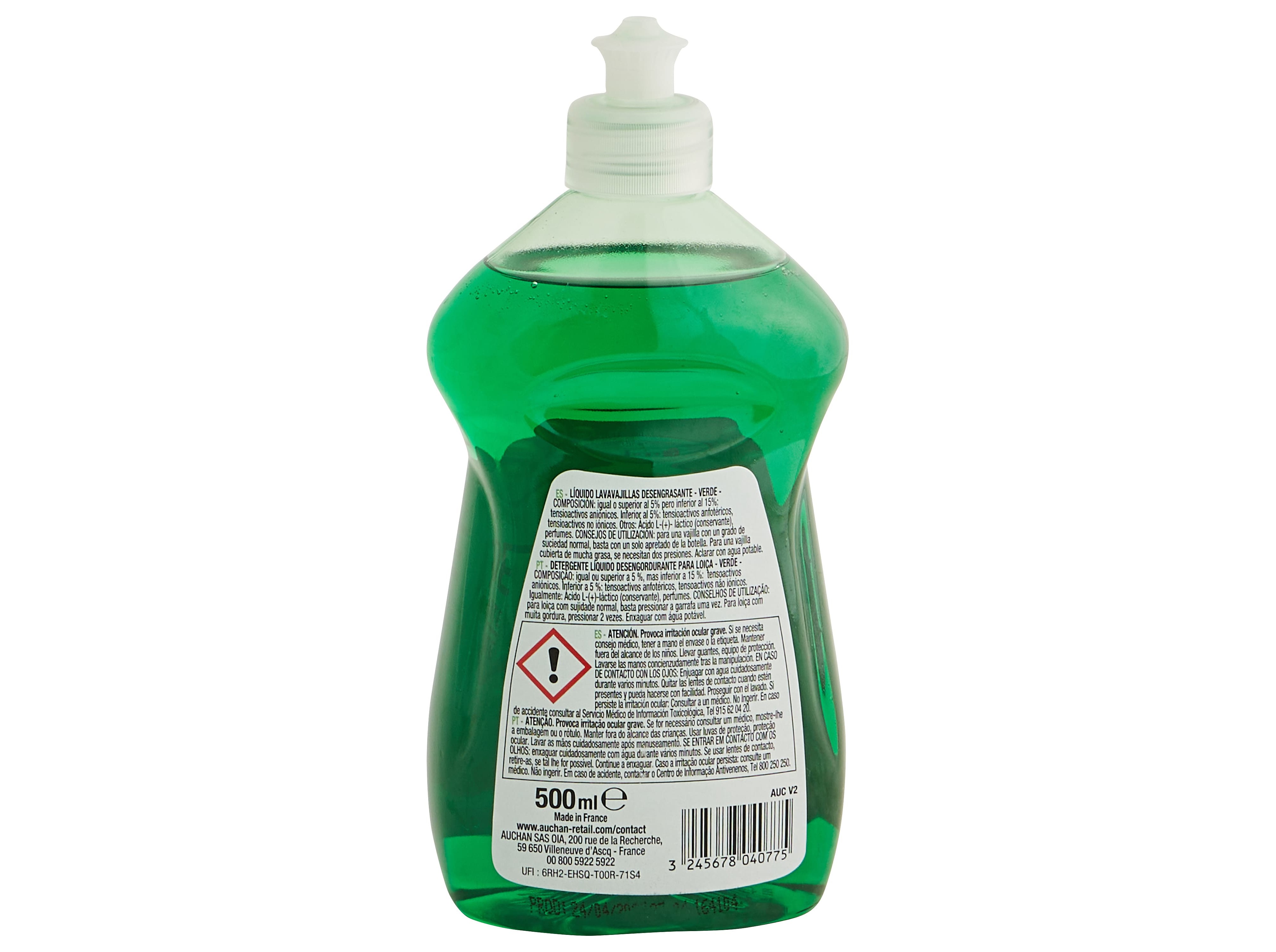 DETERGENTE LOIÇA MANUAL AUCHAN CONCENTRADO ORIGINAL 500ML