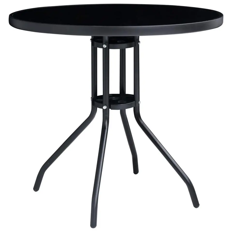 vidaXL - Zwart Tuinset - 4 verstelbaar stoelen - Aluminium - ø 80 cm - 5 stuks
