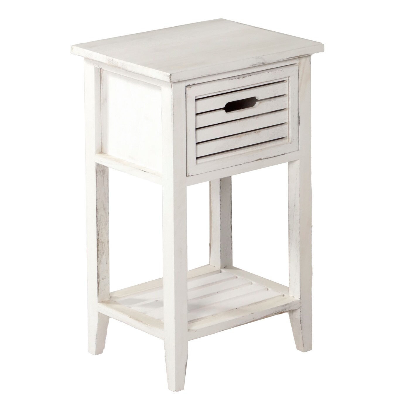Kommode Beistelltisch, 57x35x27cm, Shabby-Look, Vintage ~ weiß