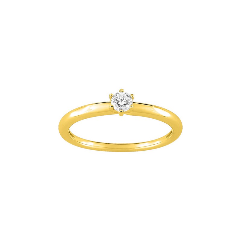 Bague solitaire Femme - Oxyde de zirconium - Or 9 Carats