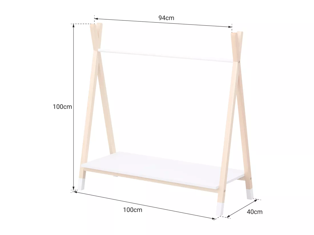 Penderie pour enfant bois et blanche LOU - HAPPY GARDEN