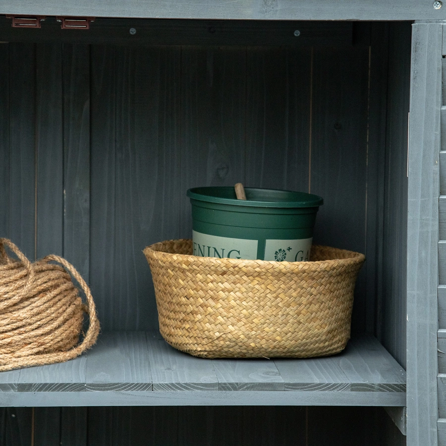 Outsunny Gartenschrank mit Lamellentüren grau