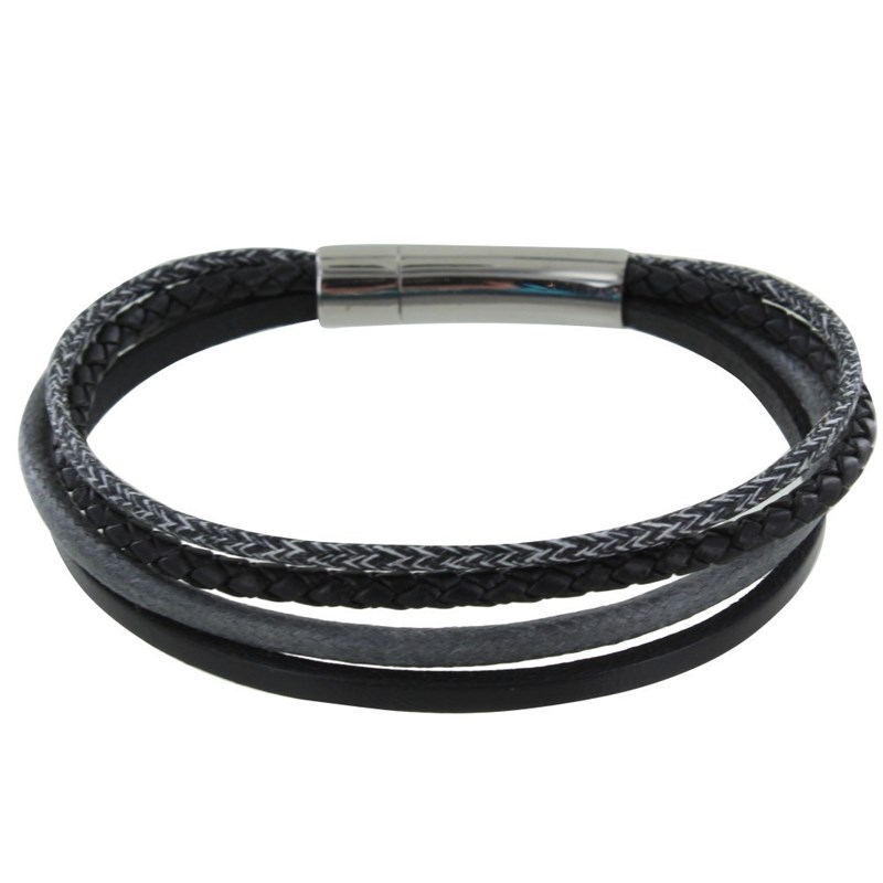 Bracelet Homme Cuir Quatre Liens - Classics - Noir