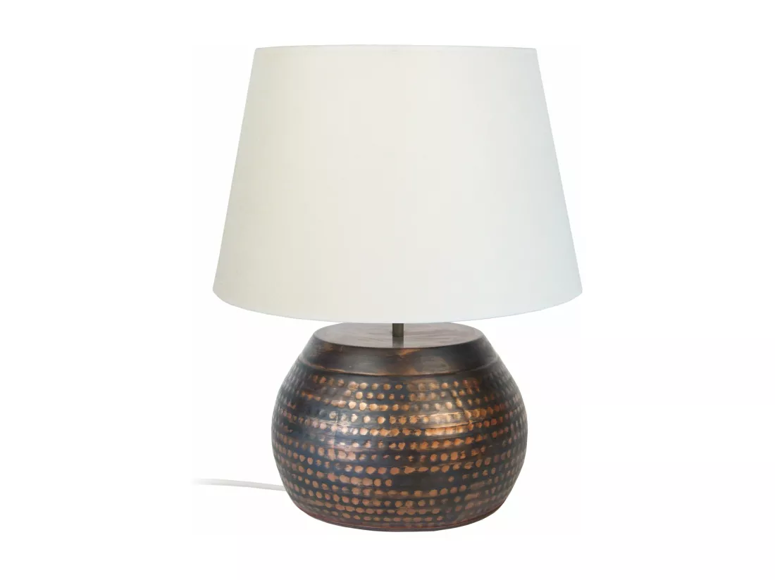 Lampe de salon globe métal marron,cuivre 47 cm.