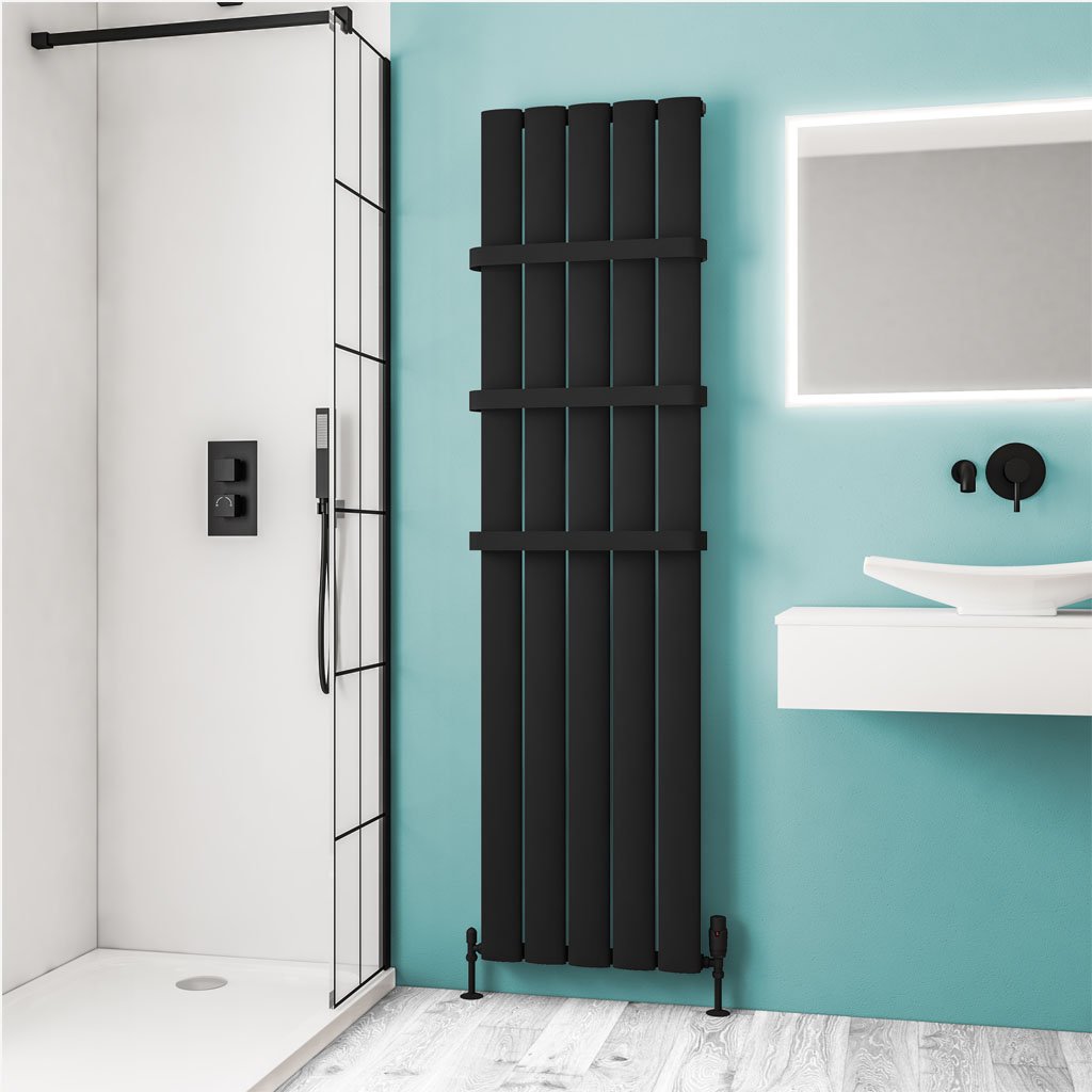 Eastbrook Malmesbury radiator 47x180cm aluminium 1311W zwart mat