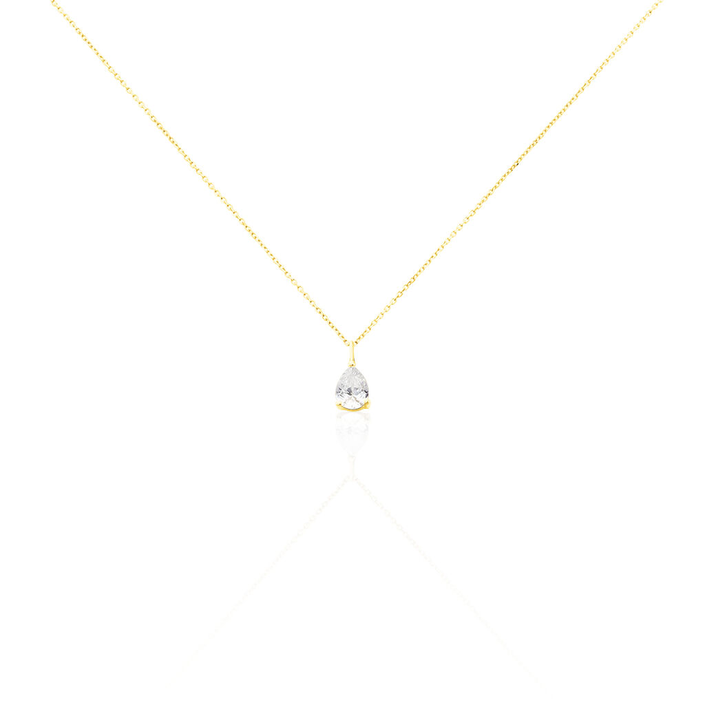 Collier Goutte Or Jaune Oxyde De Zirconium
