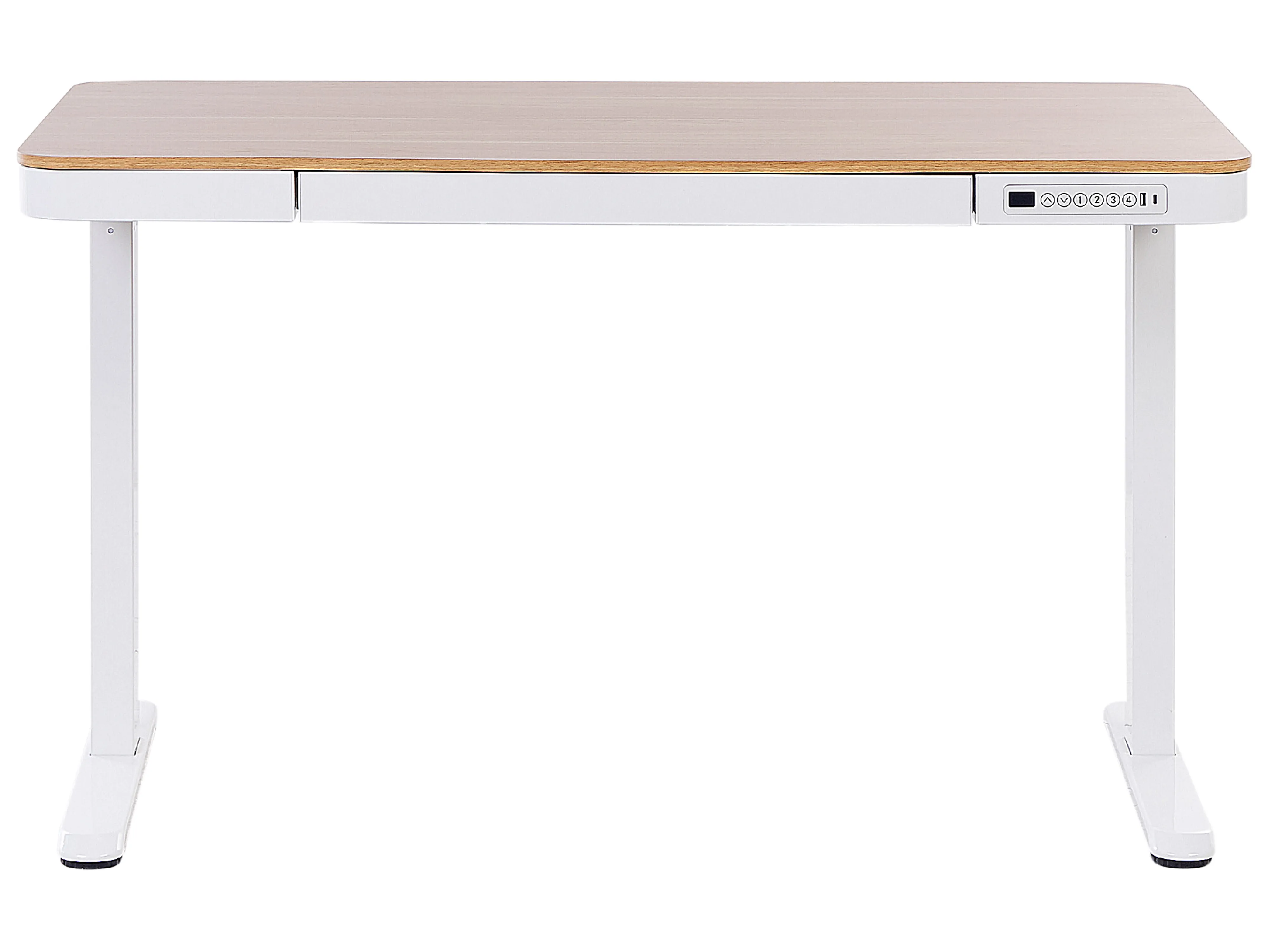 Elektrisch verstelbaar sta-bureau KENLY Bruin/wit 120 cm 60 cm met USB-poort