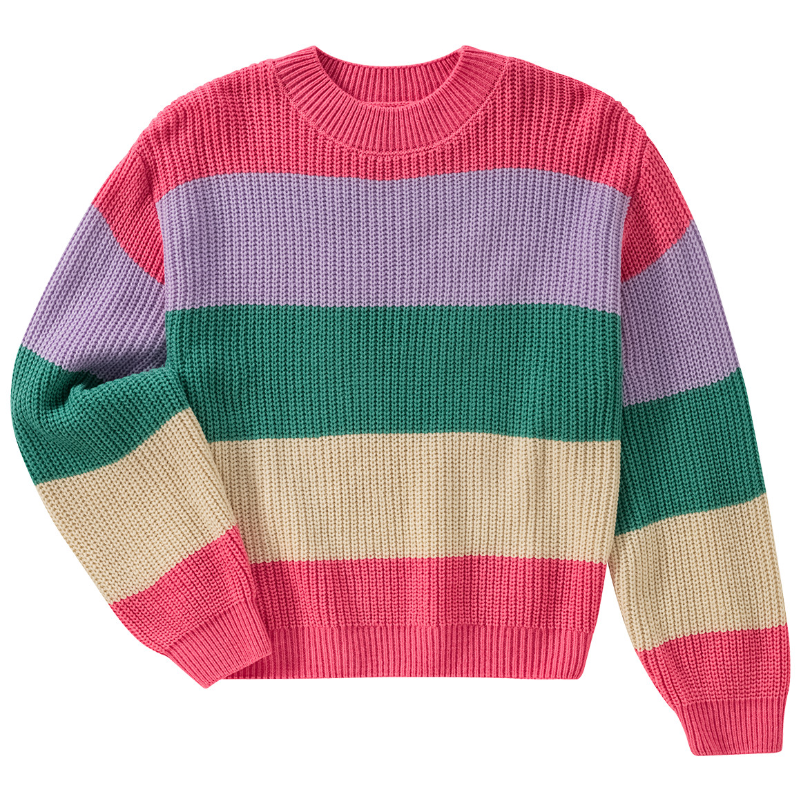 Beatwear Mädchen Strickpullover gestreift pink / helllila / dunkelgrün