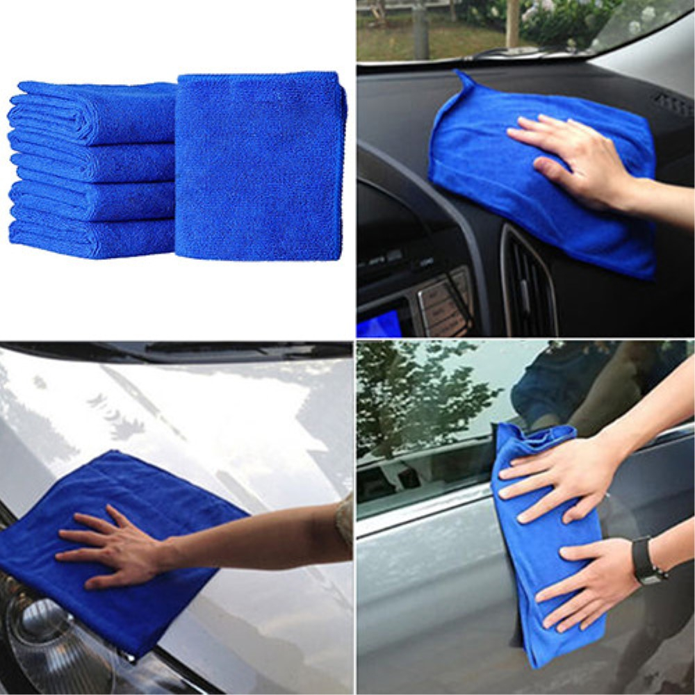 (10er Set) 30x30cm Auto Mikrofaser Reinigungs Tuch KFZ Fahrzeug Pflege - Blau