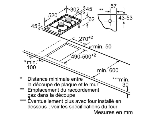SIEMENS - Domino gaz ER3A6BI40, iQ700, stepFlame, verre vitrocéramique