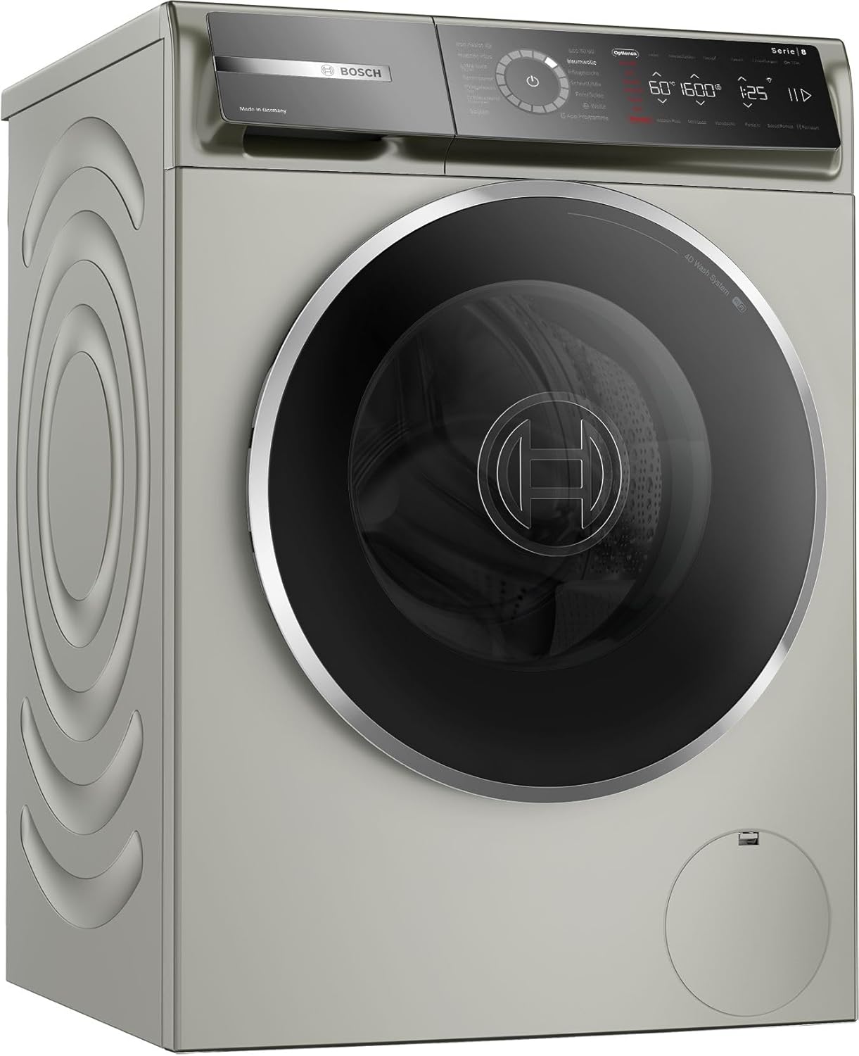 Bosch WGB2560X1, Serie 8, Smarte Waschmaschine, 1-10kg, 1600 UpM, Made in Germany, Maximale Energie- und Wasserersparnis, Fleckenautomatik, Iron Assist, Speed Perfect, Nachlegefunktion, Silber-inox