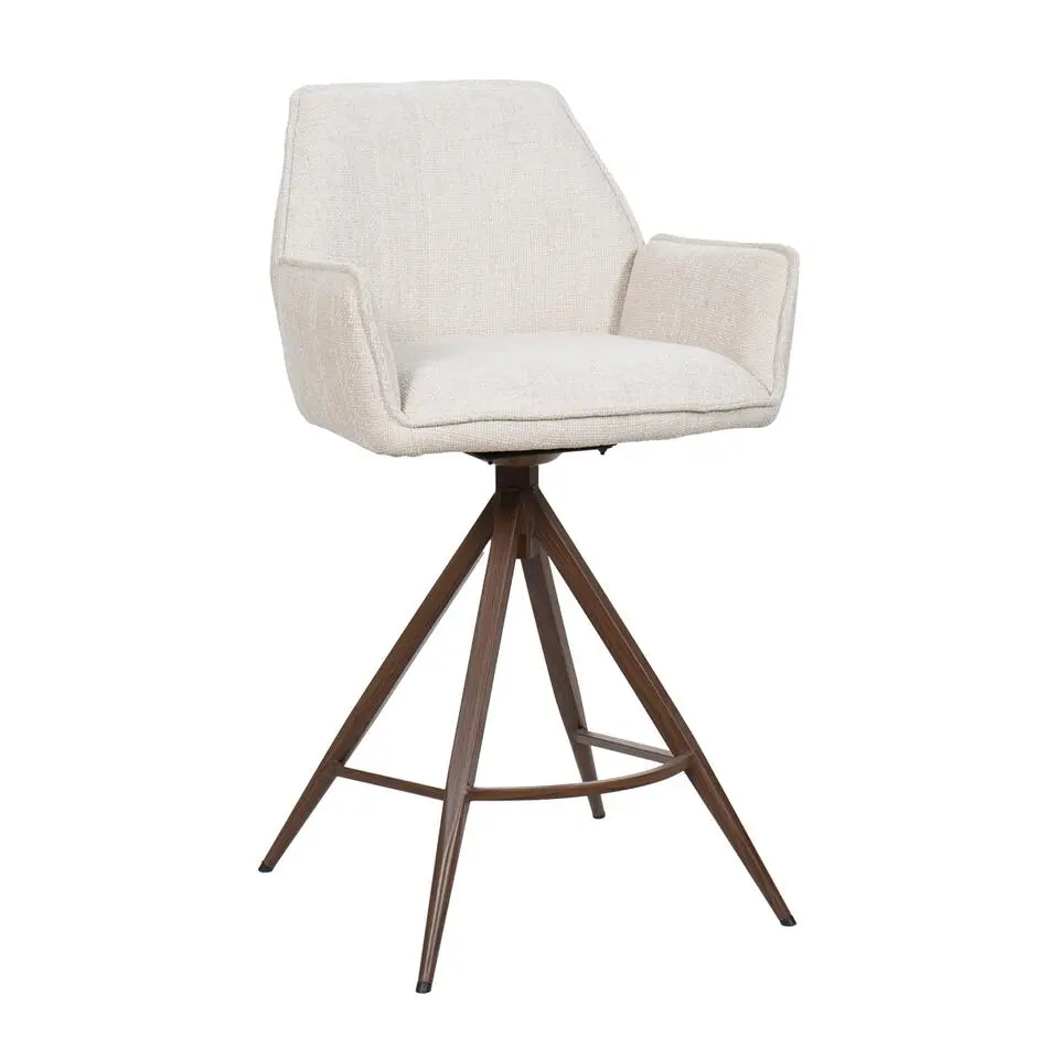 Barstoel Beige/Walnoot - Zithoogte 66cm - Noa - Set van 2