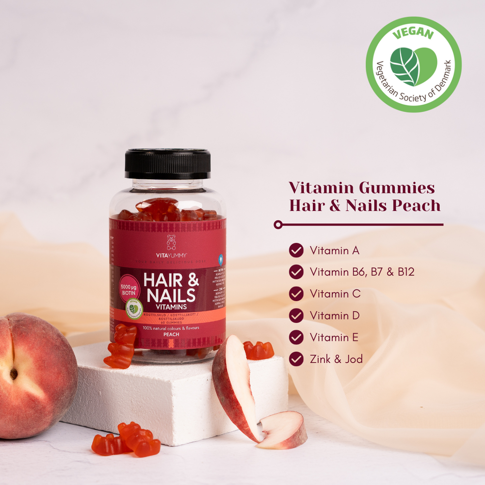 VitaYummy Hair & Nails Peach - 60 stk.