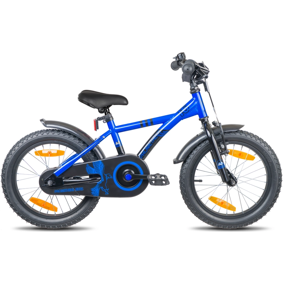 PROMETHEUS BICYCLES® Kinderfahrrad 16, Blau Schwarz mit Stützrädern