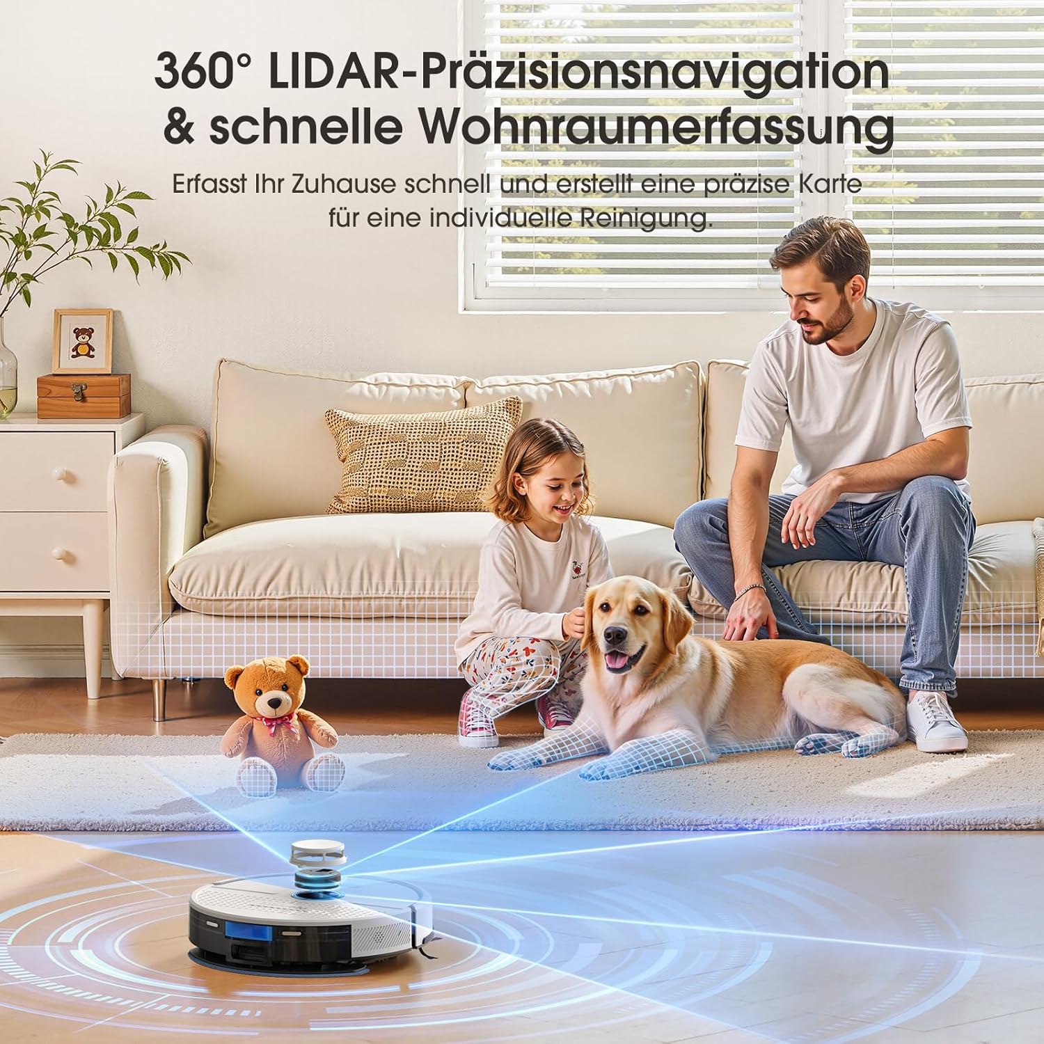 Lubluelu Saugroboter mit Wischfunktion 3-1, 5000Pa Staubsauger Roboter mit Lasernavigation, Roboterstaubsauger SL68 mit Anti-Siphon-Technologie, 150 Min Laufzeit, APP Steuerung, 24 No-Go Zonen (Weiß)